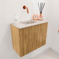 Toiletmeubel Mondiaz Joya Dlux | 50 cm | Meubelkleur Oak | Faye wastafel Nata Wasbak Links | Zonder kraangat(en)