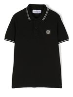 Stone Island Junior Compass-patch tipped polo shirt - Noir