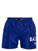 Balmain short de bain à logo imprimé - Bleu - thumbnail