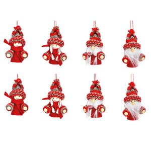 8x stuks kunststof kersthangers kerstpoppetjes/kerstmannetjes 8 cm kerstornamenten