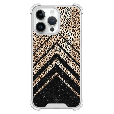 iPhone 14 Pro Max shockproof hoesje - Chevron luipaard