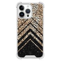 iPhone 14 Pro Max shockproof hoesje - Chevron luipaard