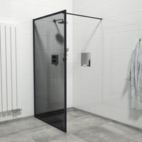 Saniclass Bellini Inloopdouche - 90x200cm - veiligheidsglas - rook glas - mat zwarte lijst rondom - anti kalk Mirrors-90B/NFF/S - thumbnail