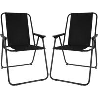 Redcliffs Stoel unica - 2x - zwart - opvouwbaar - 75 x 38 cm - metaal/polyester - campingstoel/tuins
