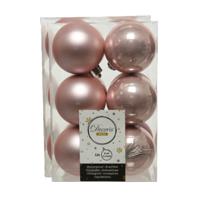 Decoris kerstballen - 48x st - lichtroze - 6 cm - kunststof - kerstversiering