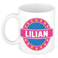 Lilian voornaam koffiemok - beker - wit/roze - 300 ml - Cadeau - Dames - Collega - Moederdag