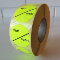Etiket 35 mm fluor geel VAN VOOR