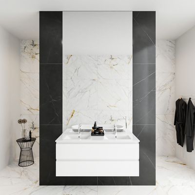 MONDIAZ DENTA 120 badmeubel talc 2 lades wastafel dubbel 2 kraangaten