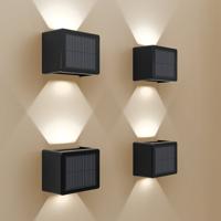 HOFTRONIC™ Set van 4 Louis - Solar LED Wandlamp - Kubus - Up&Downlight - CCT warm wit-koud wit - Zwart- IP65 waterdicht - 12 LEDs - tuinverlichting - buitenlamp HOFTRONIC™ Set van 4 Louis - Solar LED Wandlamp - Kubus - Up&Downlight - CCT warm wit-koud wit - Zwart- IP65 waterdicht - 12 LEDs - tuinverlichting - buitenlamp