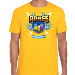 Wintersport verkleed t-shirt voor heren - apres ski drinking team - geel - winter outfit