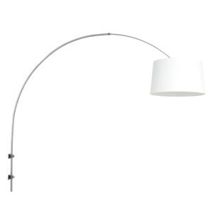 Steinhauer Wand booglamp Sparkled RVS met witte lampenkap 8198ST