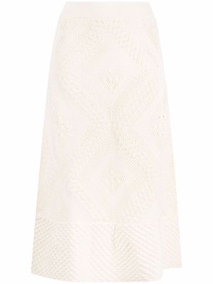 Jil Sander jupe mi-longue en maille ajourée - Blanc