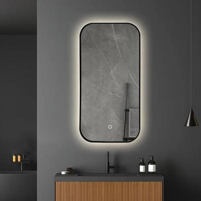 Badkamerspiegel SaniClear Denver | 50x100 cm | Indirecte verlichting | Touch button | Met spiegelverwarming | Zwart frame