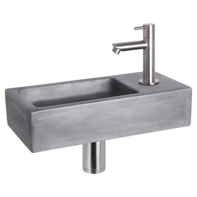 Differnz Ravo fonteinset beton donkergrijs - kraan recht - 38.5 x 18.5 x 9 cm - mat chroom