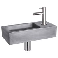 Differnz Ravo fonteinset beton donkergrijs - kraan recht - 38.5 x 18.5 x 9 cm - mat chroom