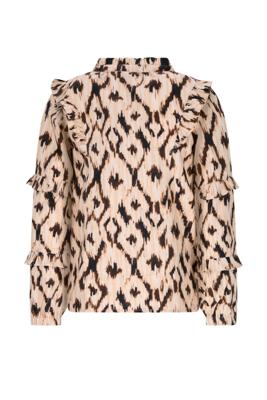 Like Flo winter blouse meisjes - beige/bruin - Carlin - geweven - ruffle