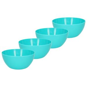 Plasticforte Schaaltjes - 4x stuks - kunststof - kommetjes - dessert/ontbijt - D14 x H6 cm - blauw