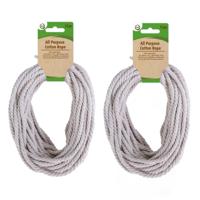 Touw/koord 15 meter - 2x - wit - 100% katoen - DIY - knutselen