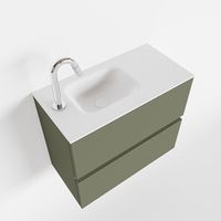 MONDIAZ ADA 60cm toiletmeubel army. LEX wastafel talc links 1 kraangat