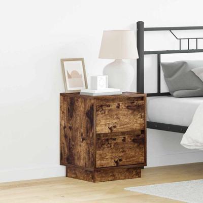 Nachtkastje 2 pcs Gerookt eiken 39 x 34.5 x 50 cm Bewerkt hout