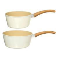 Steelpannen set Harmony - Alle warmtebronnen - Beige - Dia 20/16 cm - handvat bakeliet - aluminium