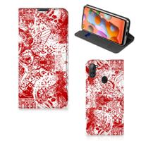 Mobiel BookCase Samsung Galaxy M11 | A11 Angel Skull Rood Mobiel BookCase Samsung Galaxy M11 | A11 Angel Skull Rood