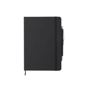 Luxe notitieboekje zwart met elastiek en pen A5 formaat   -