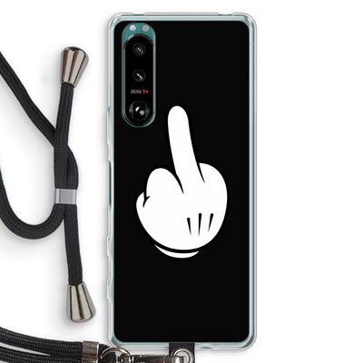 Middle finger black: Sony Xperia 5 III Transparant Hoesje met koord