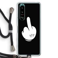 Middle finger black: Sony Xperia 5 III Transparant Hoesje met koord