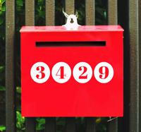 Huisnummer rondjes brievenbus sticker - thumbnail