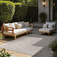 Dubbelzijdig Buitenkleed Rosel - Wit Grijs 250x80cm - - Dekbed-Discounter.nl
