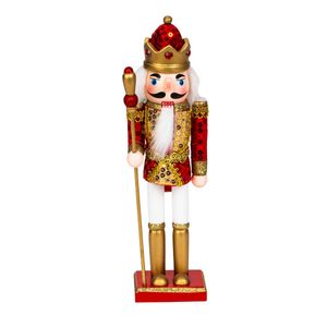 IKO - notenkraker soldaat beeld - 30 cm - rood/wit/goud - hout   -