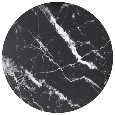 Tafelblad Ø90x1 cm gehard glas met marmeren design zwart