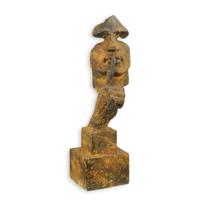 A RESIN AND MGO SCULPTURE CALLED THE WHISPERER RUSTY FINISH