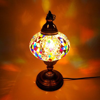 Oosterse Tafellamp Mozaïek Bol D19cm - Meerkleurig Design - Oriëntaals H35cm - M Oosterse Tafellamp Mozaïek Bol D19cm - Meerkleurig Design - Oriëntaals H35cm - M