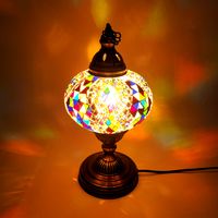 Oosterse Tafellamp Mozaïek Bol D19cm - Meerkleurig Design - Oriëntaals H35cm - M - thumbnail