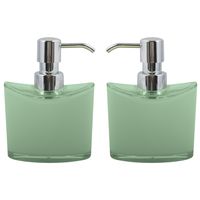 Zeeppompje/zeepdispenser Aveiro - 2x - PS kunststof - groen/zilver - 11 x 14 cm - 260 ml