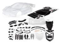 Traxxas Body, Chevrolet Corvette Stingray (clear, trimmed, requires painting)/ decal sheet (includes side mirrors, spoiler, grilles, vents, hardwar...