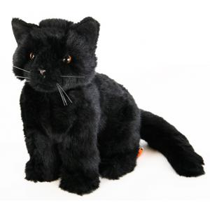 Pluche Kat/poes knuffeldier - zwart - zachte pluche - 20 cm - huisidieren katten