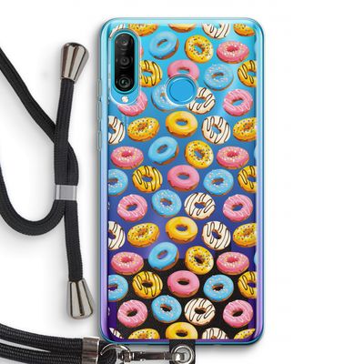 Pink donuts: Huawei P30 Lite Transparant Hoesje met koord