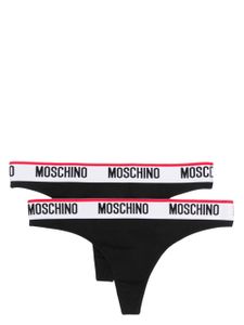 Moschino logo-waistband jersey thong - Noir