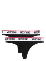 Moschino logo-waistband jersey thong - Noir - thumbnail