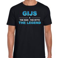 Naam cadeau t-shirt Gijs - the legend zwart voor heren - thumbnail