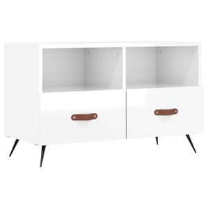 The Living Store TV-meubel - Hoogglans wit - 80 x 36 x 50 cm - Bewerkt hout en ijzer