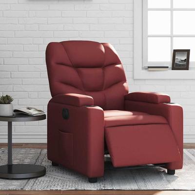 Fauteuil verstelbaar elektrisch kunstleer wijnrood