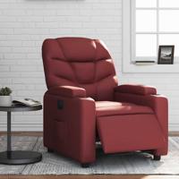 Fauteuil verstelbaar elektrisch kunstleer wijnrood