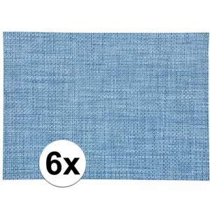 Placemat/onderlegger - 6x - blauw - geweven - kunststof - 45 x 30 cm - bescherming