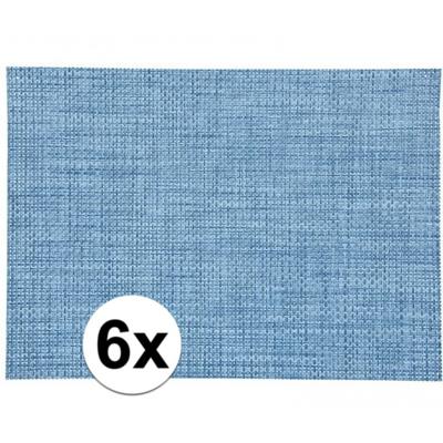 Placemat/onderlegger - 6x - blauw - geweven - kunststof - 45 x 30 cm - bescherming