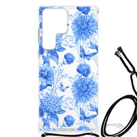 Case voor Samsung Galaxy S23 Ultra Flowers Blue - thumbnail