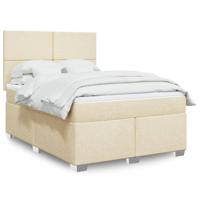 Boxspring met matras stof crèmekleurig 160x200 cm